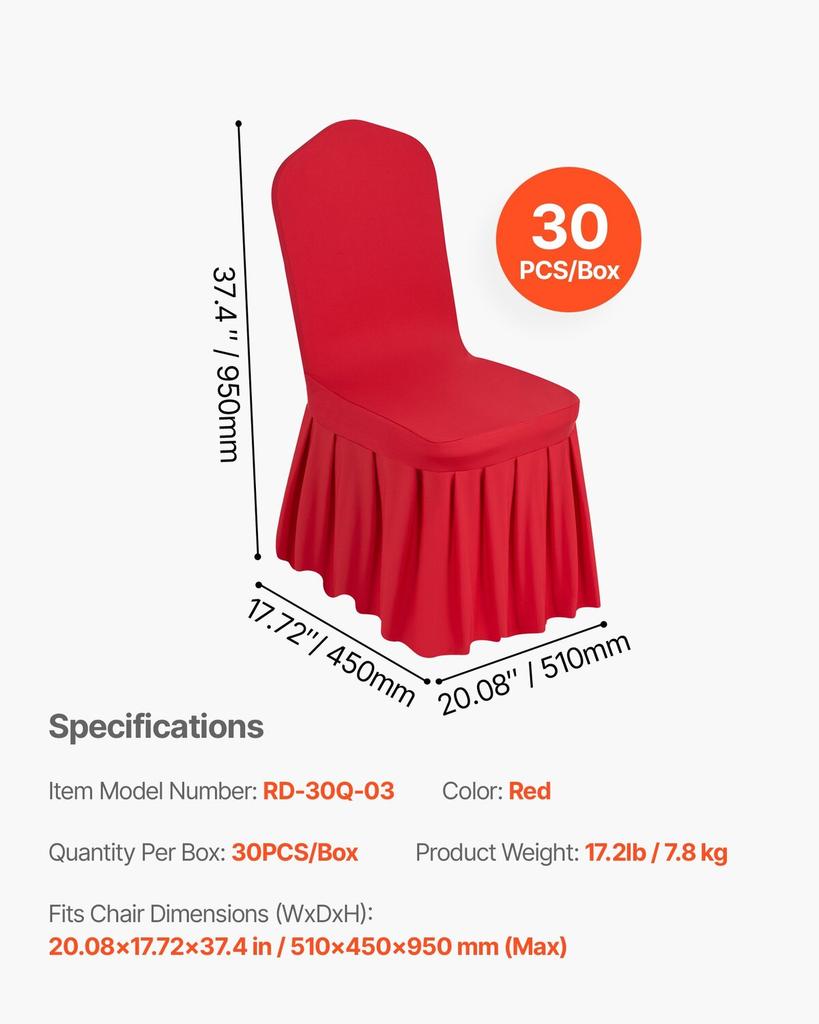 30 Pcs Red Chair Covers, Polyester Spandex Chair Cover, Stretch Slipcovers for Wedding Party Dining Banquet Flat-Front Chair Covers, Fits Chair