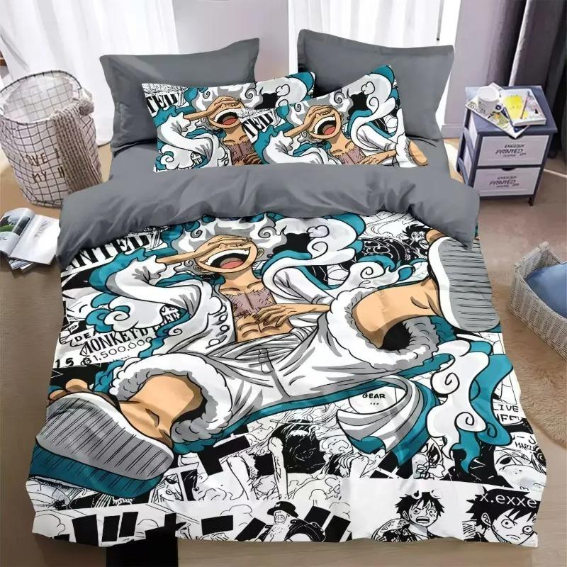 Hot One Piece Duvet Cover Pillowcase Bedding Set Anime for Adult Boy Girl Bedroom Decoration Single Double Large Size Bedding