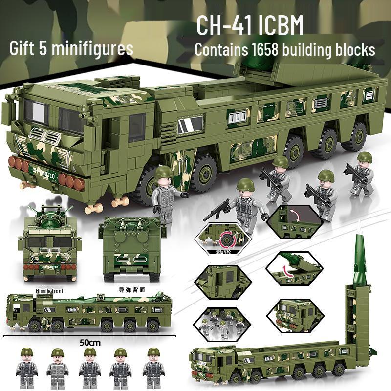 Jiqi Le 46005 Lego-Compatible Military Tank Missile Building Kit for Boys - Educational Model Toy Gift