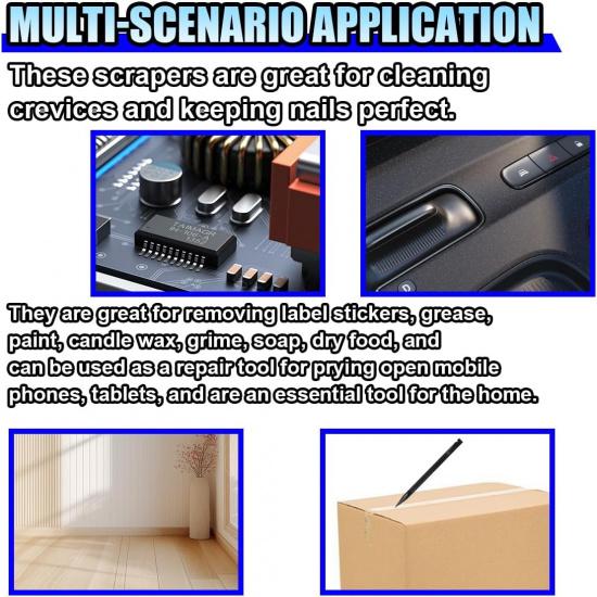 3PCS Plastic Scraper Tool - Multi-Purpose Non-Scratch Scrapers Cleaning Tool for Tight Spaces - Pen-Shaped Label Sticker Remover Scraper for Car
