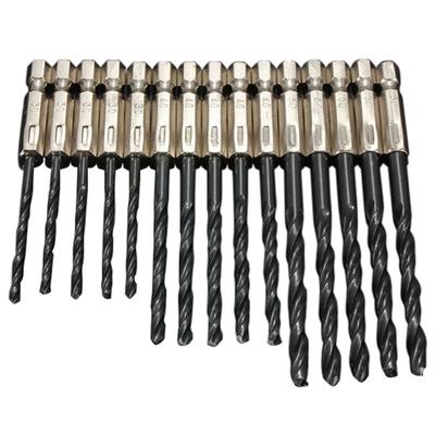 15 stücke Bohrer Bits Set High Speed Stahl Stickstoff Schwarz Hex Schaft 4mm Praktische