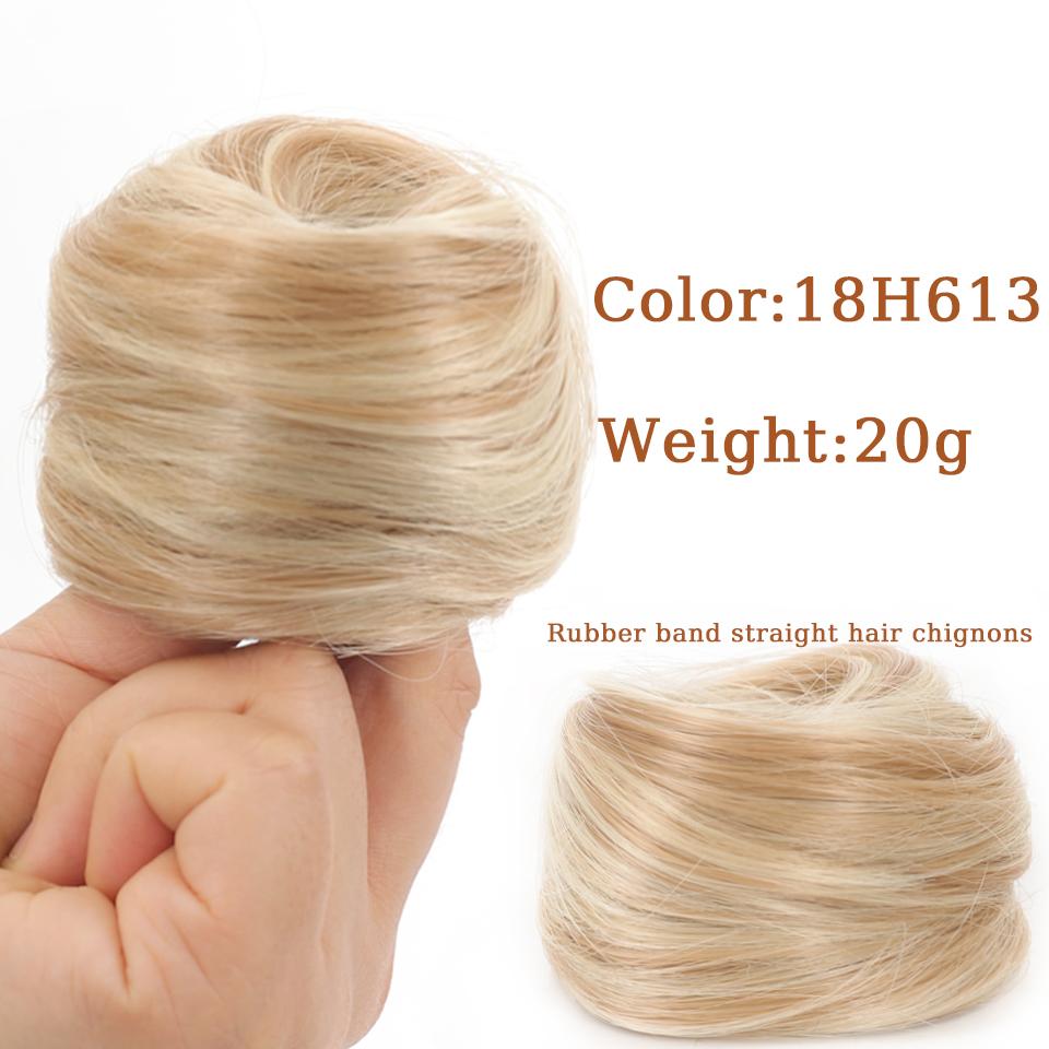 1PC Synthetic Hair Bun Curly Straight Hair Messy Bun Scrunchies Updo Hair Bands Elastic Band Hairpieces For Women Straight Fring