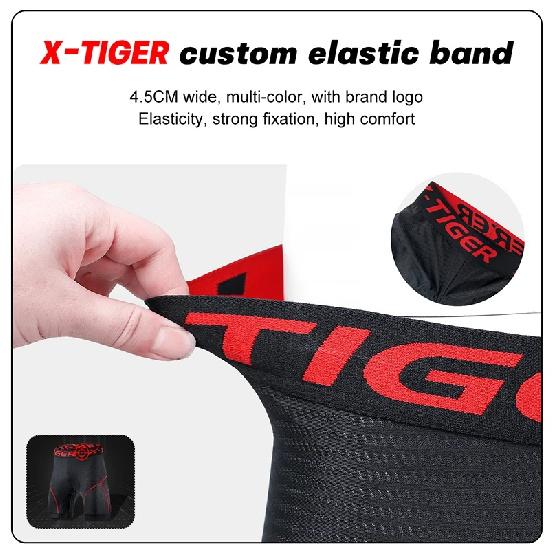 X-TIGER Men's Cycling Underwear Shorts 5D Padded Sports Riding Bike MTB Liner Shorts with Anti-Slip Leg Grips Bicycle Underwear