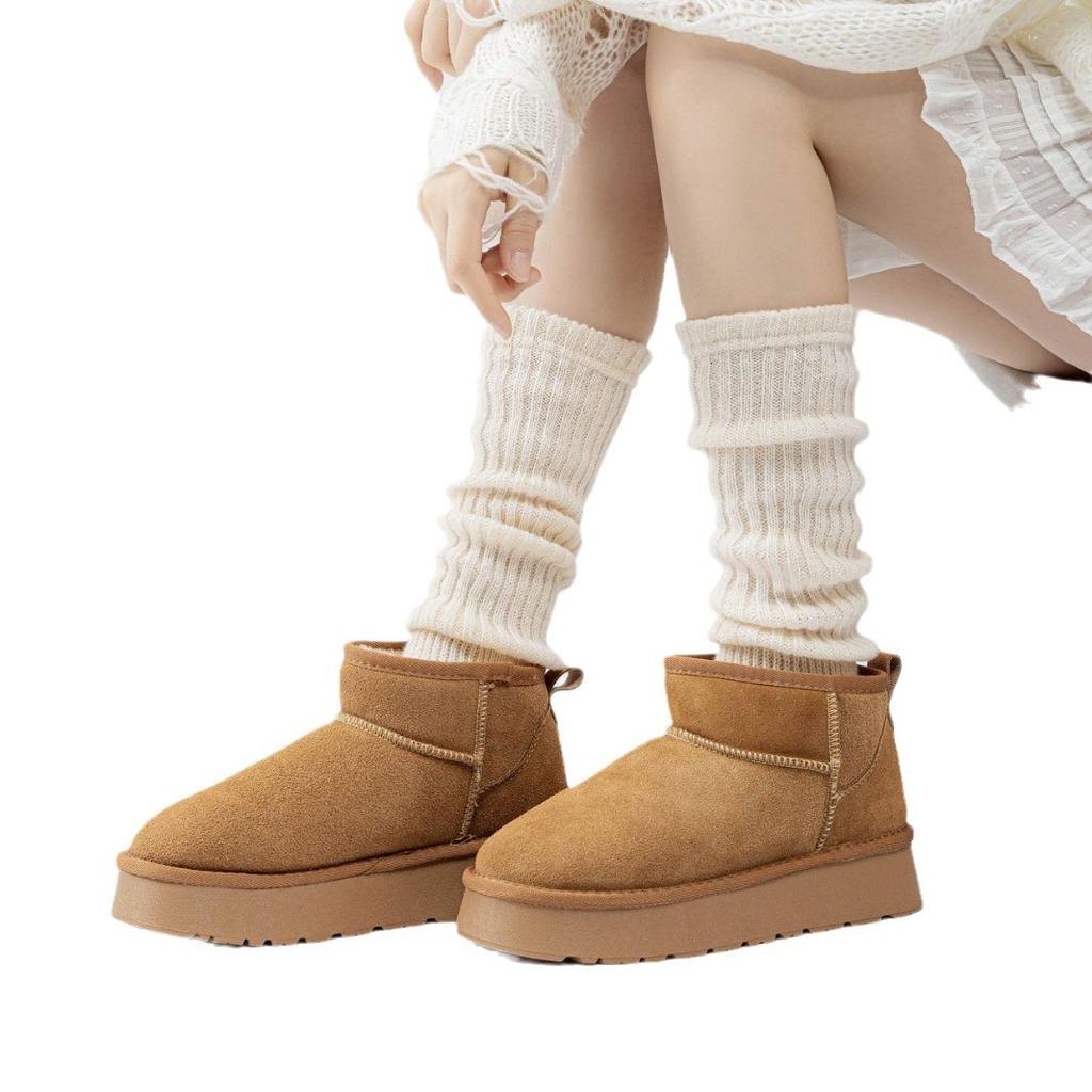 White Foot-Stepping Knitted Socks Cover Spring And Autumn Stacking Socks Y2K Gray Medium-Length Socks With Snow Boots Leg Cover