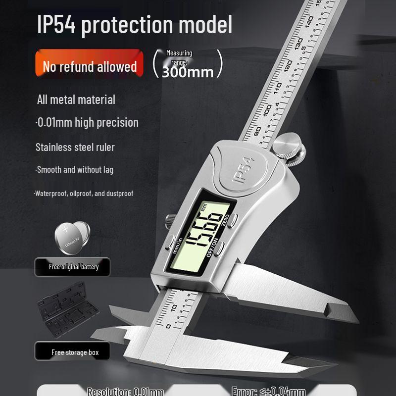 Rechargeable Waterproof Stainless Steel Digital Caliper - High Precision Industrial Grade