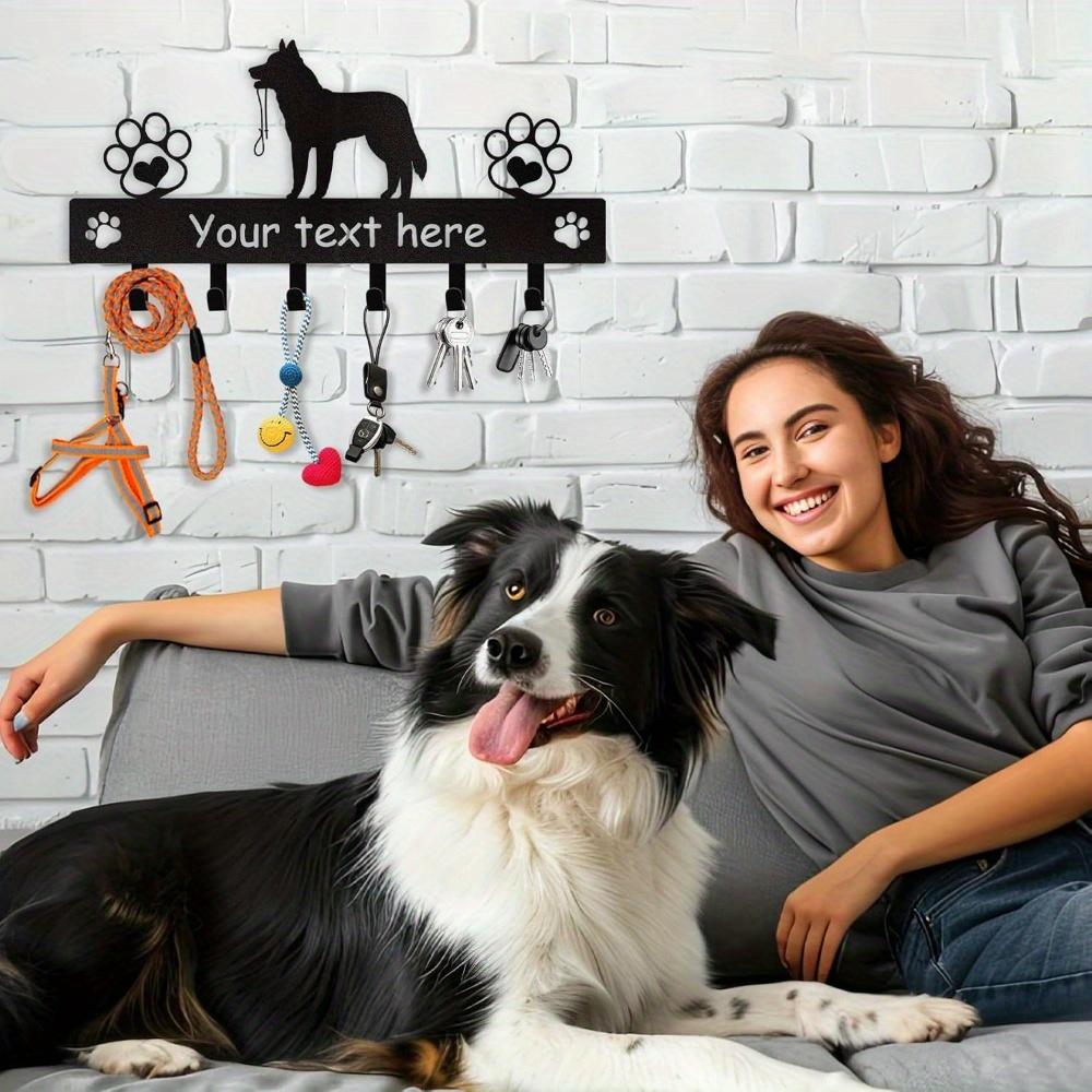 Metal Wall Mount Key Rack Dog Leash Holder Entryway Organizer Gifts for Dog Lovers