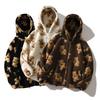 Women Winter Coat Plush Thermal Outwear Stylish Casual Bear Print Lady for Travel