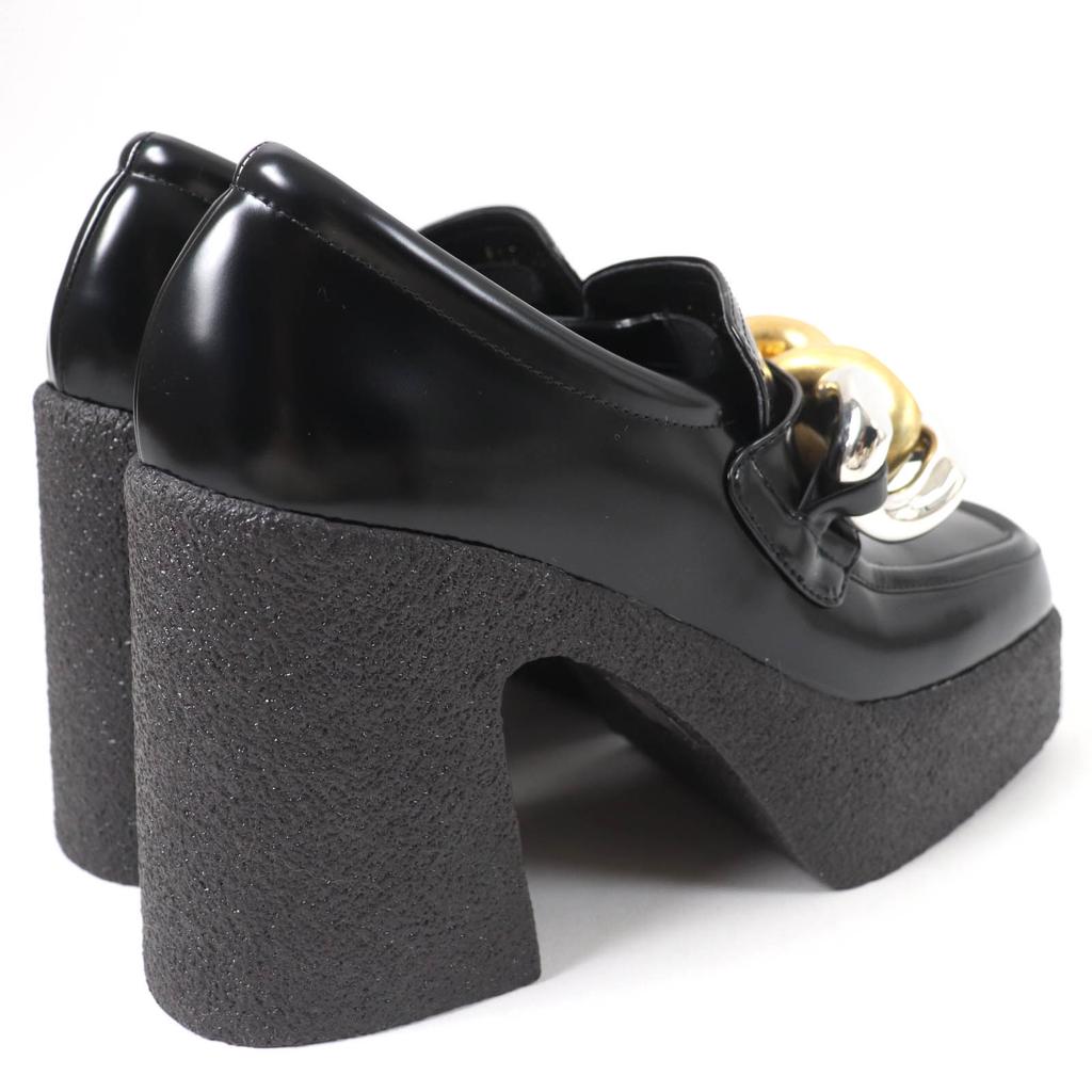 Stella McCartney loafers Chain detail chunky heel black leather Women 38 810103 Used