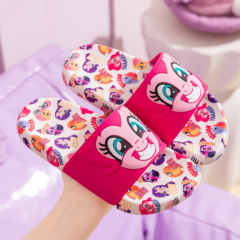 

Летние мультяшные тапочки для девочек My Little Pony: Милые шлепанцы для ванной на одной лямке, нескользящие 32/33