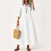 Dress For Women Long Boho Beach Dress Elegant Maxi Dress V-Neck 3/4 Sleeve Dress With Pockets