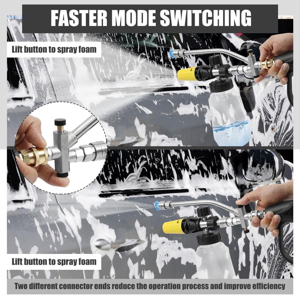 2in1 Foam Sprayer and High Pressure Washer Gun Car Wash double connector Air Foam Gun Pressure Washer Accessories