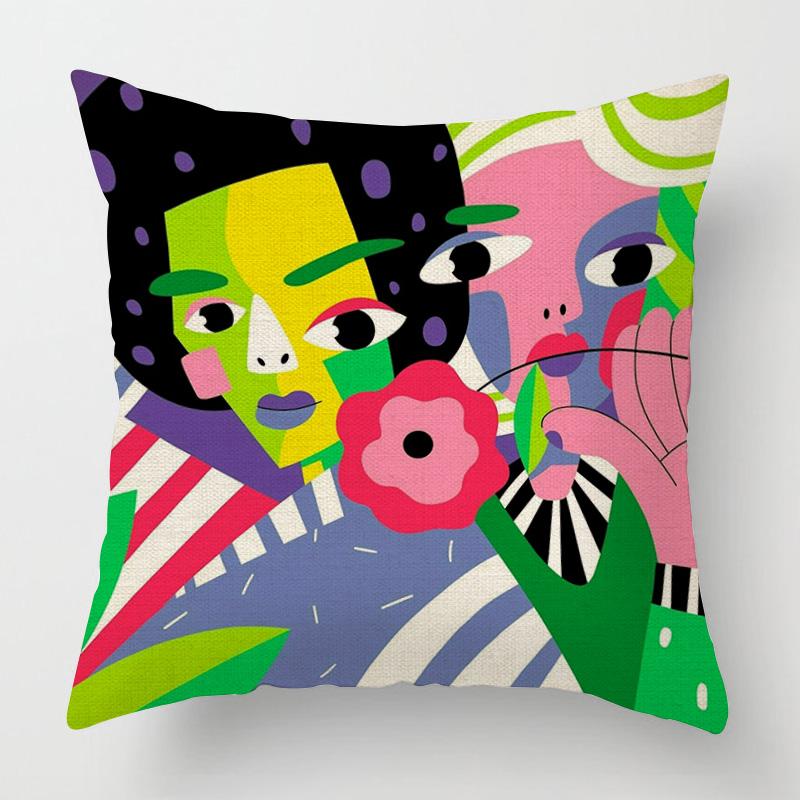 Vibrant Abstract Art Cushion Cover - Modern Design For Home Decor - Eye-Catching Colors - Perfect For Sofa Or Bed double sided printing:350mmx350mm