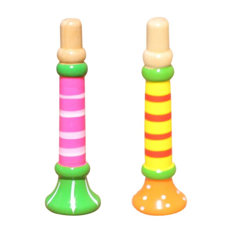 2pcs Children Wooden Trumpet Toy Kids Whistle Horn Musical Instrument Early Educational Montessori Toys Sound Training Games TMZ