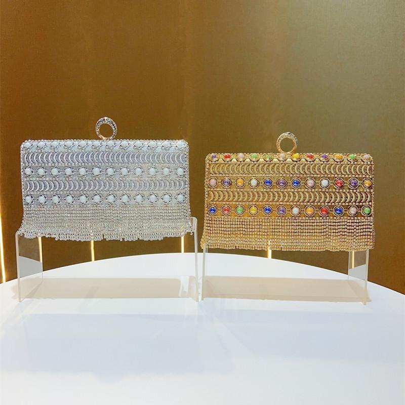 2025 Luxury Sequin Tassel Diamonds Colorful Bead Evening Clutch Bag Women Glitter Rhinestone Handbag High end Party Shoulder Bag