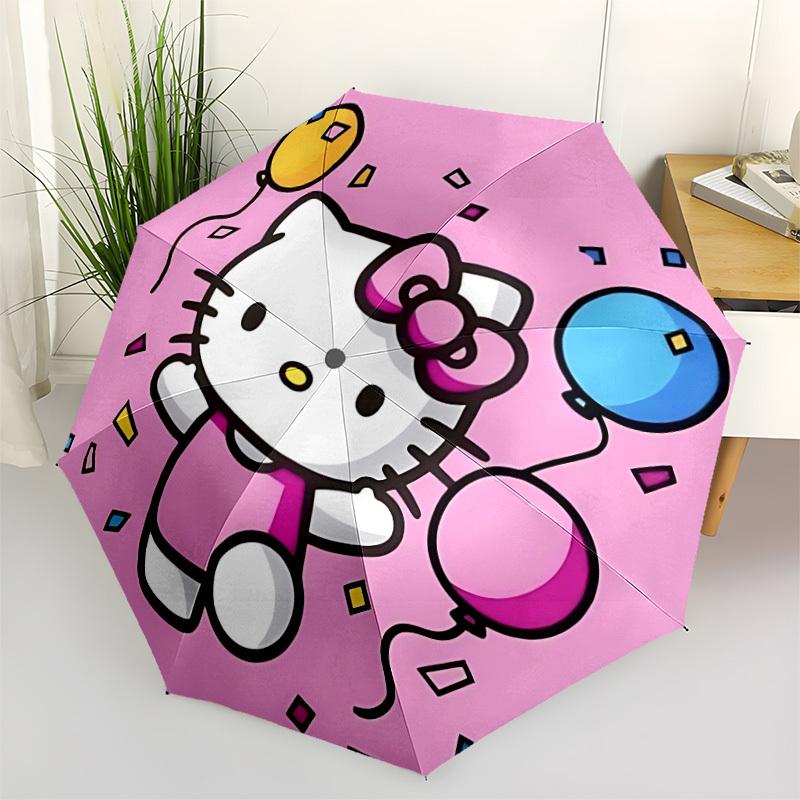 1pc Hello Kitty Automatic Umbrella Durable Iron Frame & Plastic Handle, Gift for Men & Women, Sturdy Construction, Best for Christmas, Helloween, Play