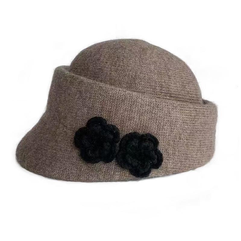 

Осенне-зимняя атмосфера, вязаные цветы из верблюжьей шерсти, шляпа для верховой езды, нишевая кепка-ньюсбой, подчеркивающая лицо, кепка с козырьком 52-56cm