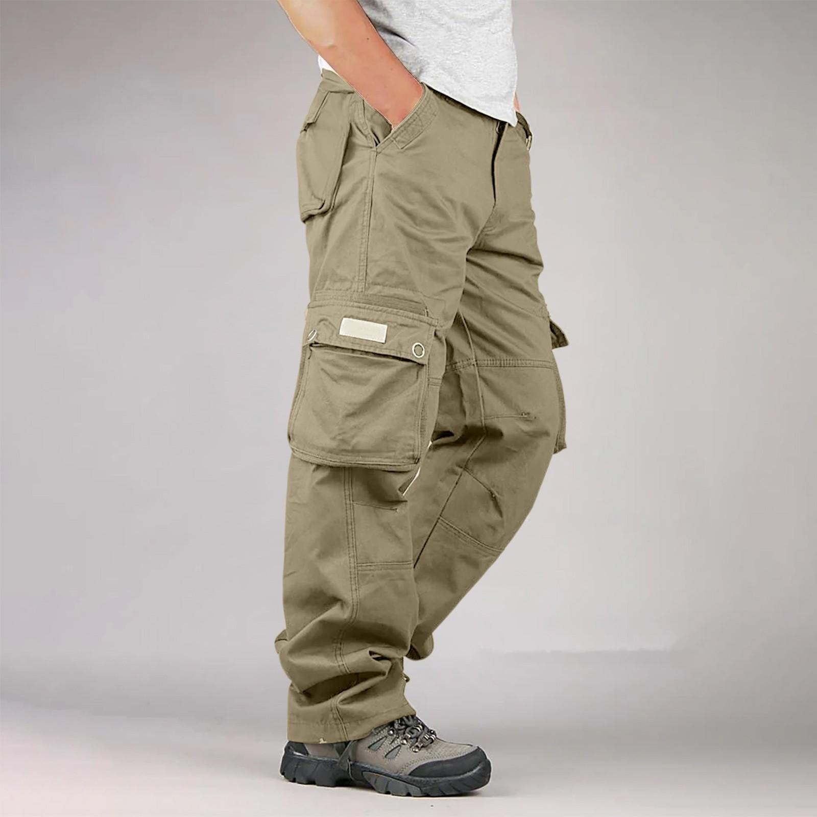 

Men s Loose Casual Multi-pocket Work Pants, Waist Drawstring Pants 40 світло-зелений колір