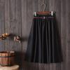 Women Summer Midi Knee Length Skirt Korean Ladies High Waist Pleated A-line School Skirt Female