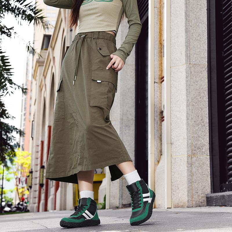 Fashion High-top Sports Shoes Men's Lace-up Running Shoes Elastic Casual Sneakers Women's Anti-slip Hiking Walking Shoes