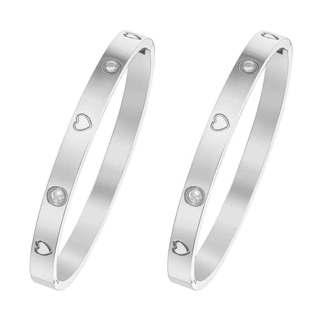Neues vierblättriges Kleeblatt Titanstahl Paararmband Schlichter eleganter Titanstahlschmuck Edelstahlarmband