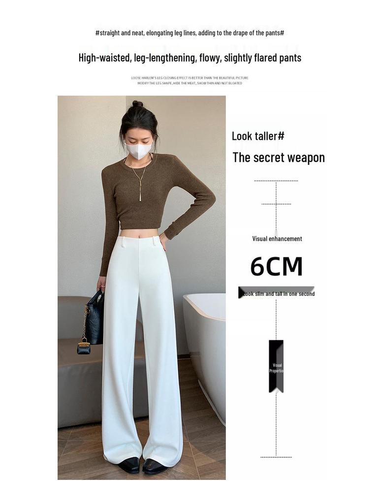 2026 Spring High Waist Slimming Modal Pants - Versatile Casual Black for Women
