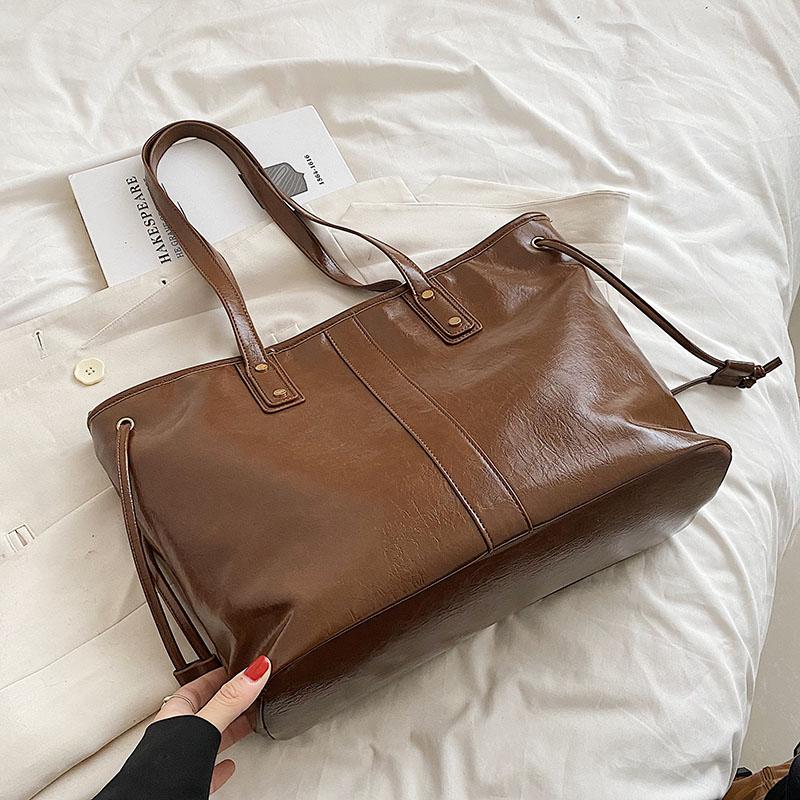 

Сумки большой вместимости, женские новые высококачественные сумки-тоут, модные сумки через плечо, универсальные сумки в стиле ретро для поездок на работу