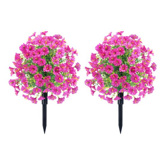 Artificial Morning Glory Ball 22" All-Weather Fake Topiary Ball with Ground Spike Faux Greenery Bushes Plants for Outdoor Garden Indoor Decor