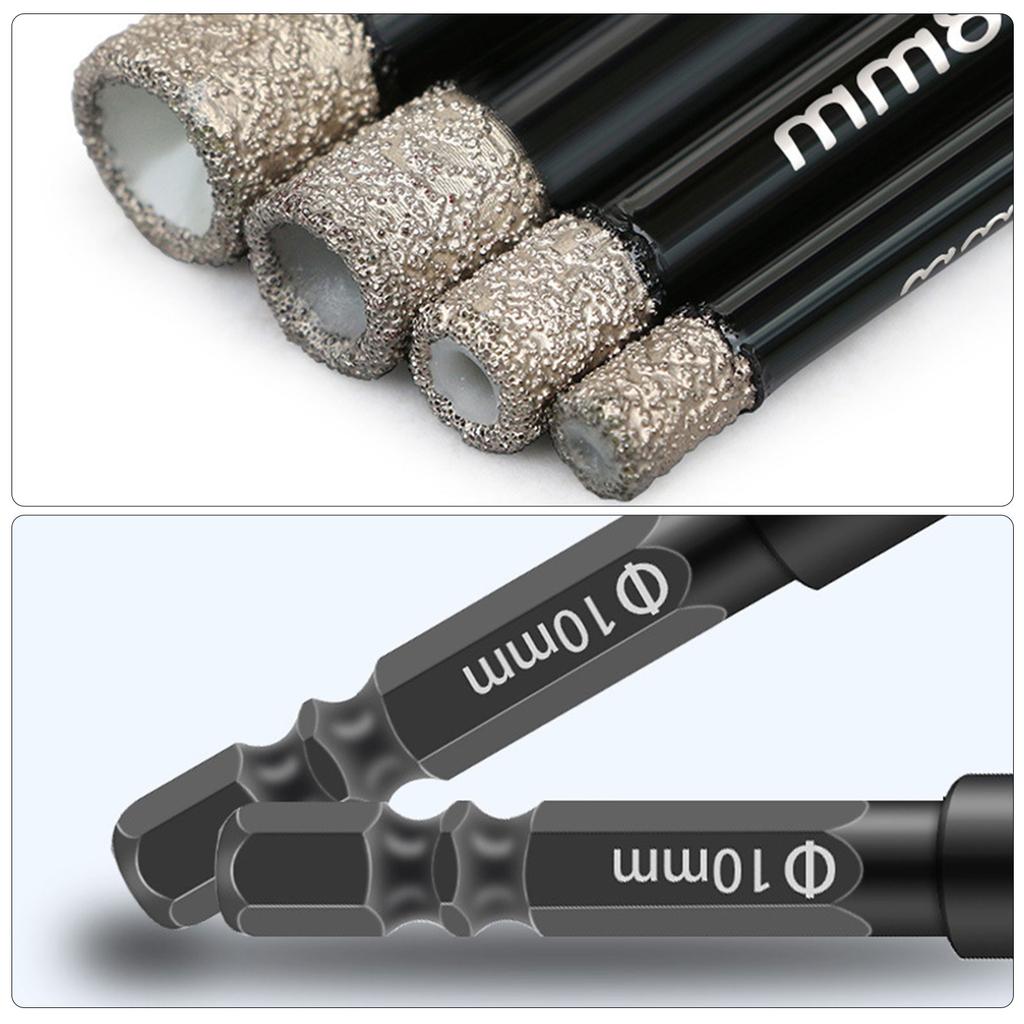 Bit de foraj uscat cu coadă hexagonală de 6,35 mm, diamantat prin brazare, unealtă de perforare pentru găuri pentru găurire precisă în diverse materiale