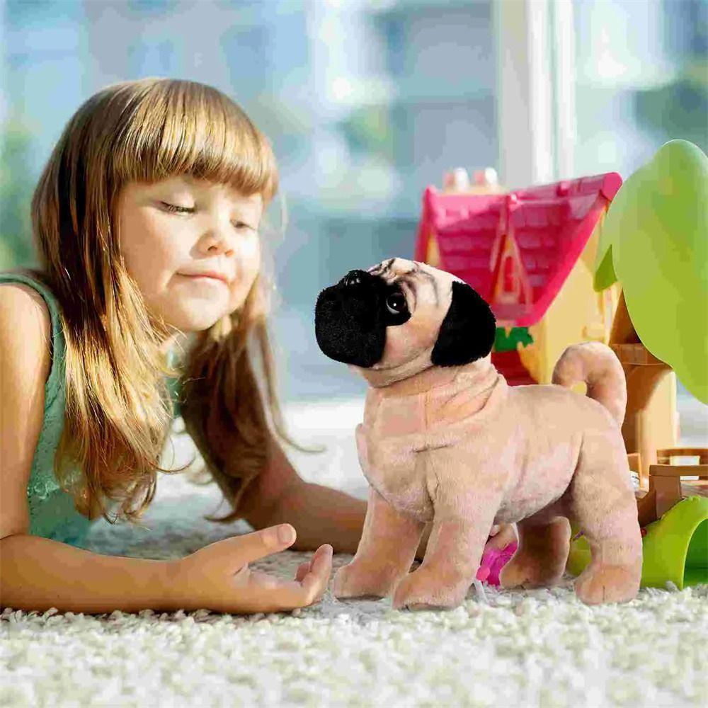 Topmix Light 33Cm Lifelike Standing Pug Dog Plush Toys Soft Dog Stuffed Animals Toy Birthday Christmas Gifts For Kids Realistic