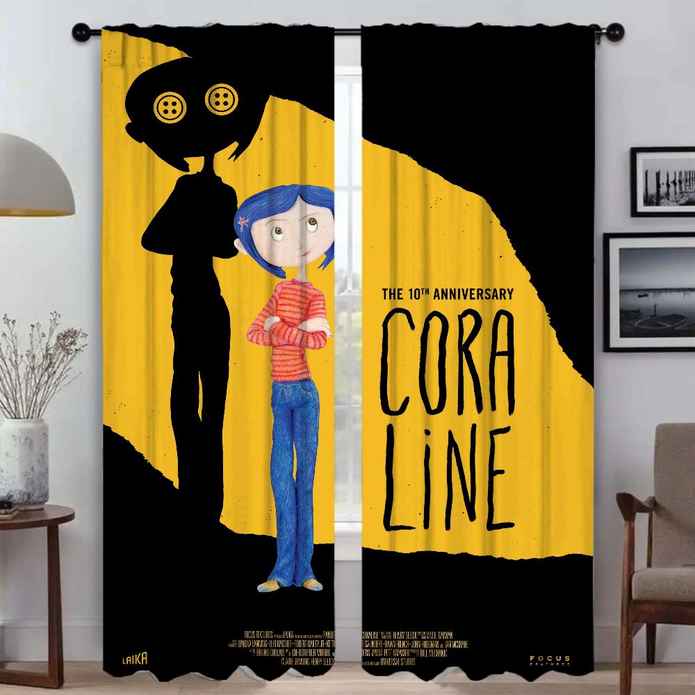 Window Curtain for Room 2 Panel Coralines Modern Living Room Curtains Halloween Decoration Partition Shades Tulle for Bedroom