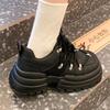 Cross-strap single shoes women's casual sports women's shoes spring and summer new black and white lace-up muffin bottom low-top shoes women