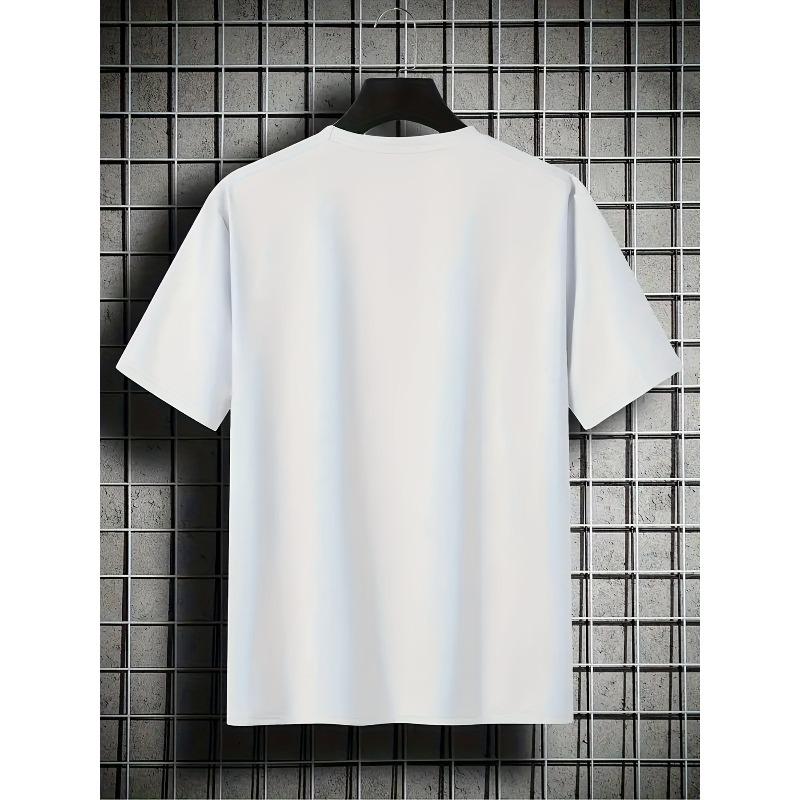 European sizes OK Graphic Print Men's Creative Top, Casual Short Sleeve Crew Neck T-shirt, Men's Clothing For Summer Outdoor