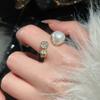 Cold wind zircon pearl opening ring Korean elegant temperament versatile index finger ring light luxury high-end jewelry women