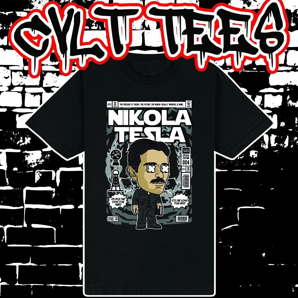 Men s and Women s T-shirts Nikola Tesla Greatest Inventor Comic Book Cover style Tee ~ 100% Cotton XXL