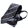 [Michiko London] KOSHINO One-Touch Tie, Striped, Zipper Tie, No-Knot, Easy to Wear, Silk Blend, MKZP-1-C, Gray, Gift, Stylish