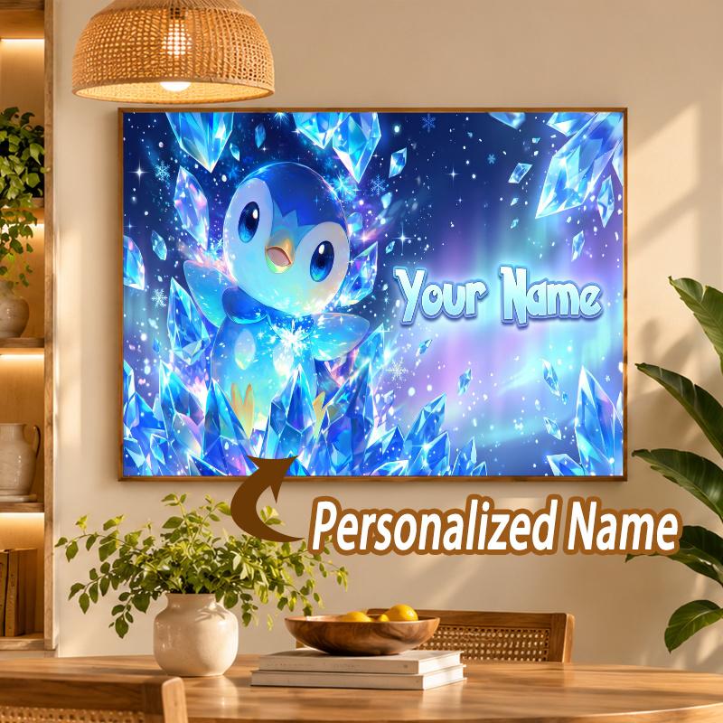 Piplup Custom Name Diamond Painting Personalized 5D Full Drill DIY Diamond Art Home Decor