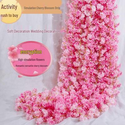Cherry Blossom Artificial Flower Vines for Air Conditioning Pipe and Ceiling Decoration