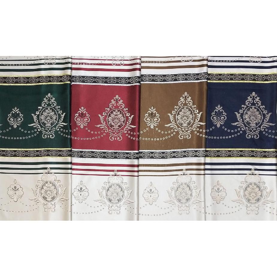 GOHD Harmony Horizon. Jacquard Farmhouse Window Curtain Panel Drape with Attached Fancy Valance. 2pcs Set. Each pc 54" Wide x 90" Drop with 18"