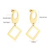 Geometric Stud Earrings Round Triangle Fringed Earrings Stainless Steel Plated 18K Gold Earrings