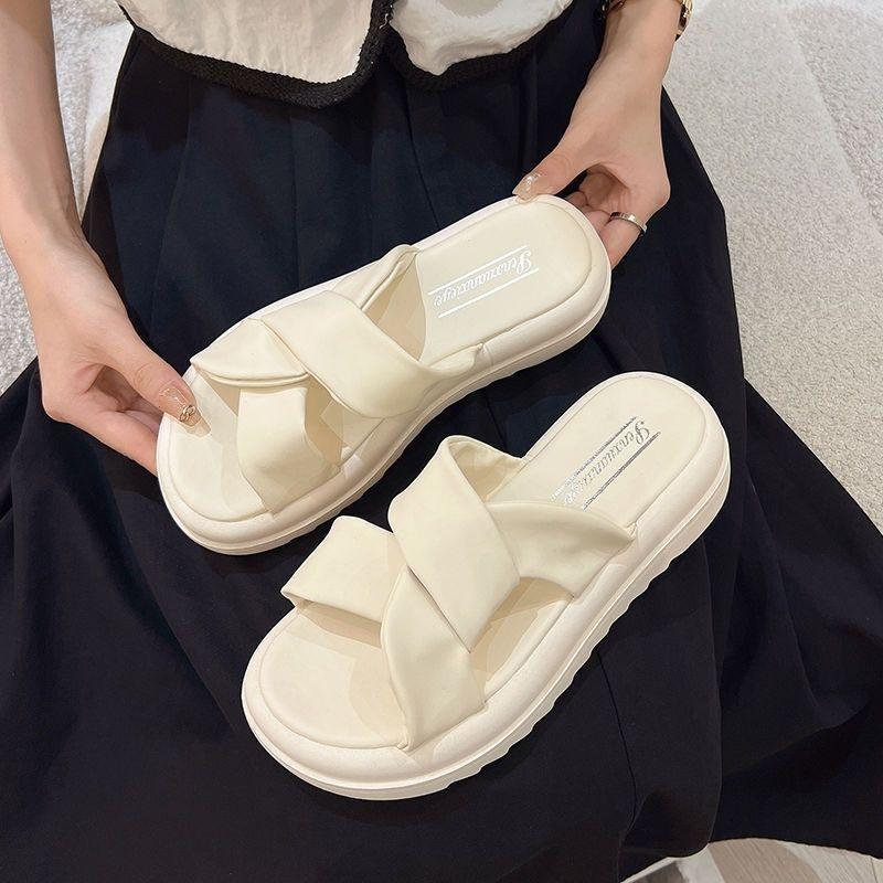 Muffin Thick-bottomed Cool Slippers Female Summer Fashion Versatile Fairy Style Skirt Wearing Beach Slippers Female