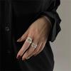 INS Minimalist Silver Color Irregular Wrinkled Surface Finger Rings Creative Geometric Punk Opening Ring for Women Girls Jewelry