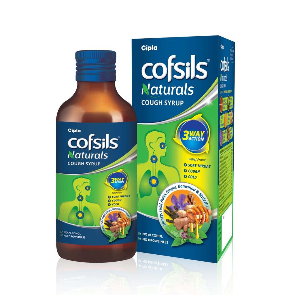 Cipla Cofsils Naturals Cough Syrup 100ml Pack of 3 | Herbal Relief for Cough Sore Throat Cold