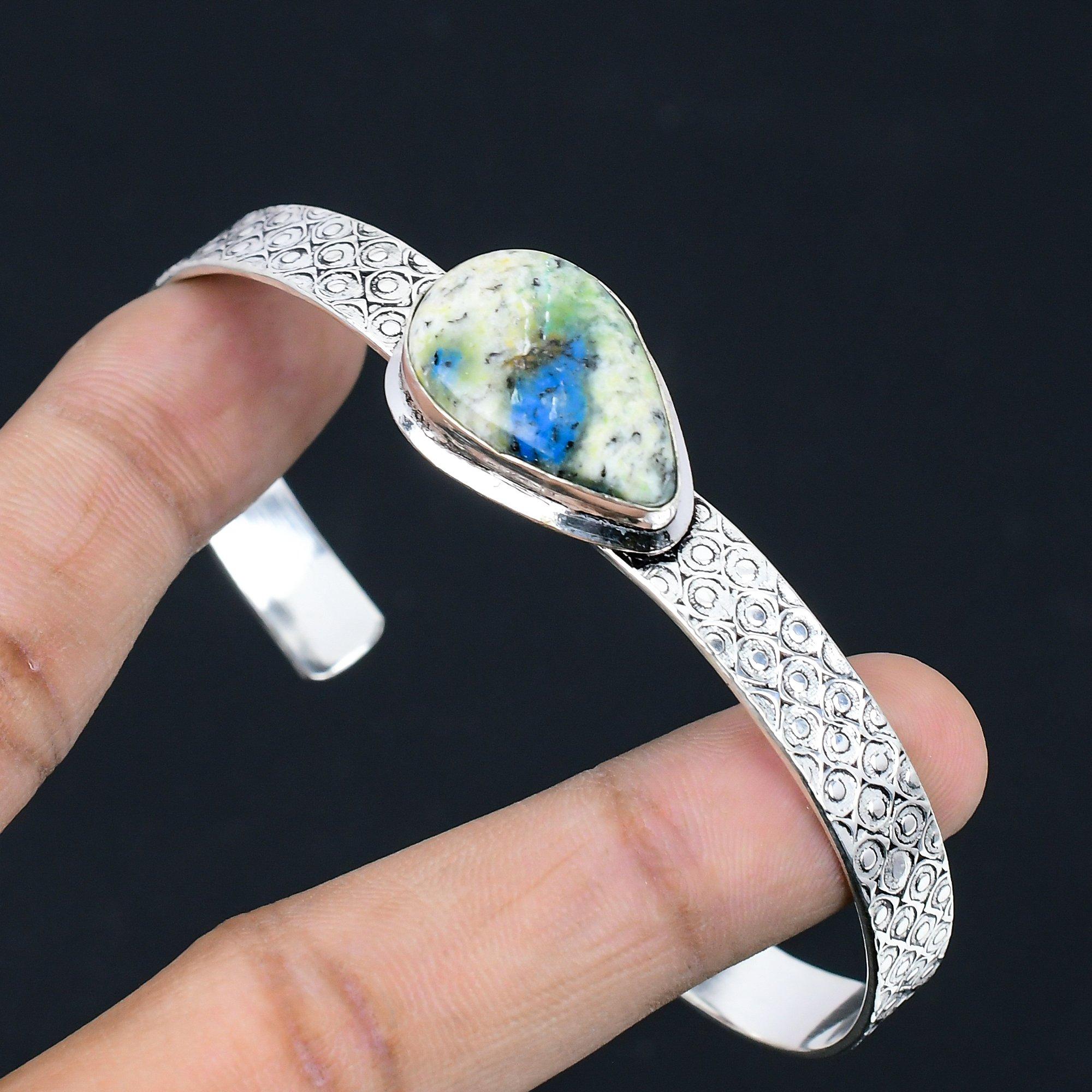 

Pear K2 Jasper Gemstone 925 Sterling Silver Unique Birthday Anniversary Bangle Adjustable