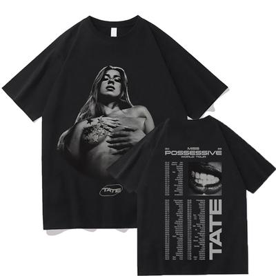 Tate McRae Pose Tour T-shirt Vintage Grafische T-shirts Miss Possessive 2025 Album Mannen Vrouwen Katoenen T-shirt Harajuku Esthetische Kleding
