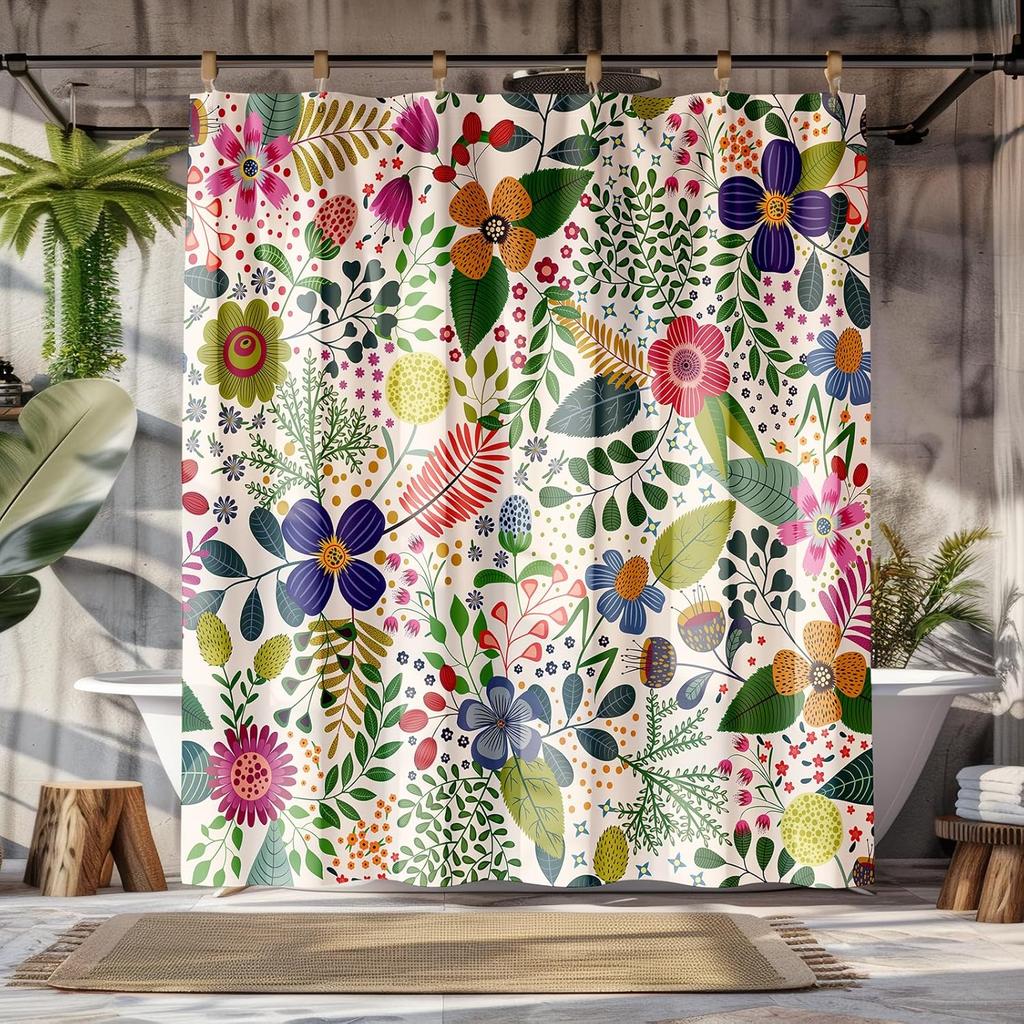 Peopleareok Nautical Coastal Shower Curtain, Funny Kids Sea Turtle Seashell Starfish Shower Curtain for Bathroom Decor, Polyeste