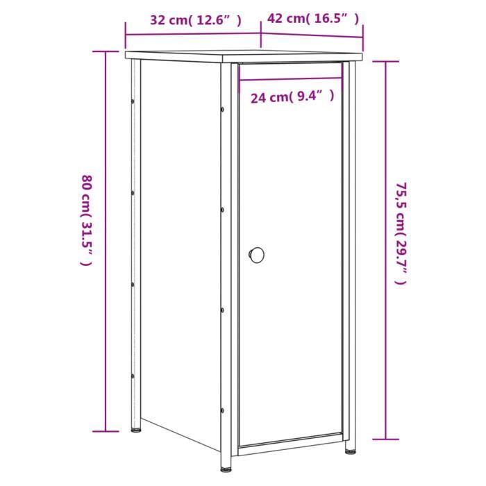 VidaXL Tables de chevet 2 pcs sonoma gris 32x42x80cm bois d'ingénierie 825970