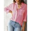 Cardigan a Righe Stampato, Camicia Moda Casual, Camicia da Donna a Righe Morbida, Camicia da Lavoro, Camicia Casual a Maniche Lunghe