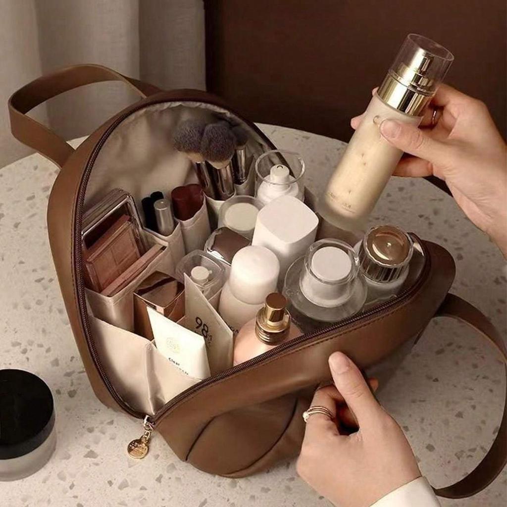 1pc Large Capacity Pu Seashell Shaped Makeup Bag, Portable Travel Cosmetic Toiletry Bag, Hand-Held Storage Bag For Travel Storage Bag, Makeup Bag