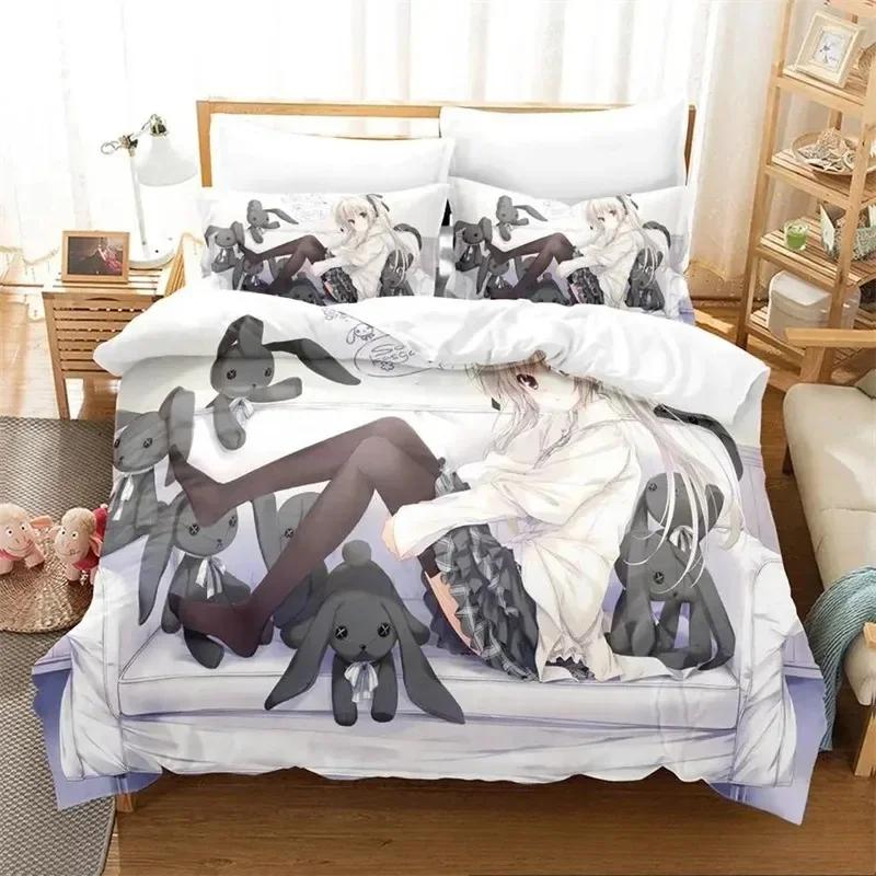 Anime Yosuga No Sora Bettwäsche-Set, Bettbezug Steppdecke Bett-Set Bettbezug Kissenbezug, King Queen Twin Größe Jungen Mädchen Erwachsene