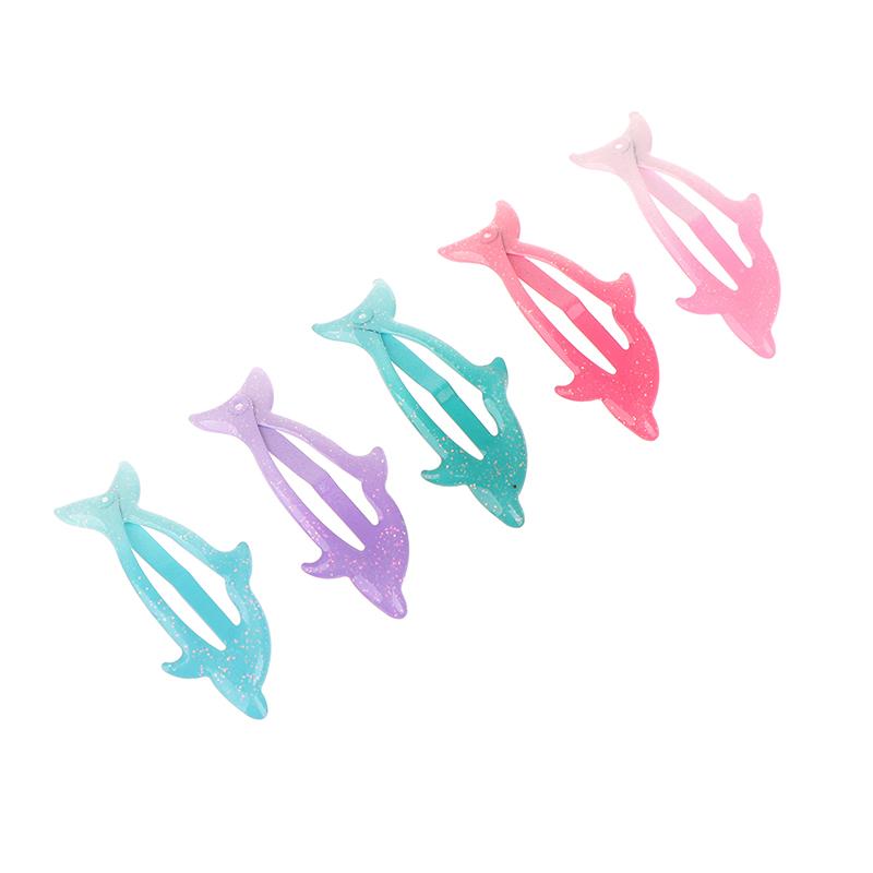 5Pcs Colorful Glitter Dolphin Bb Hair Side Clips Barrettes For Girls Women Child Holiday Party Gift Hair Accessories Headwear